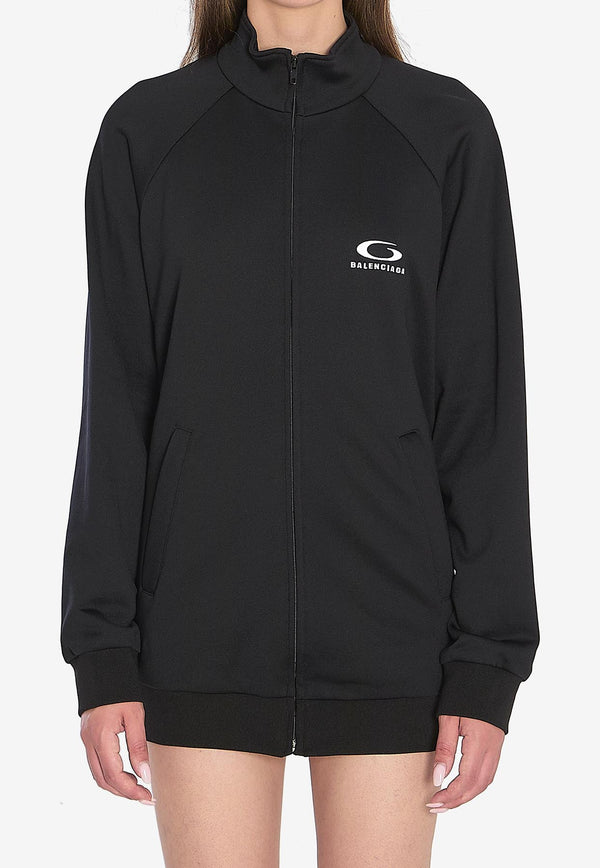 Balenciaga Open-Back Tracksuit Mini Dress Black 838779-TMV15-1000