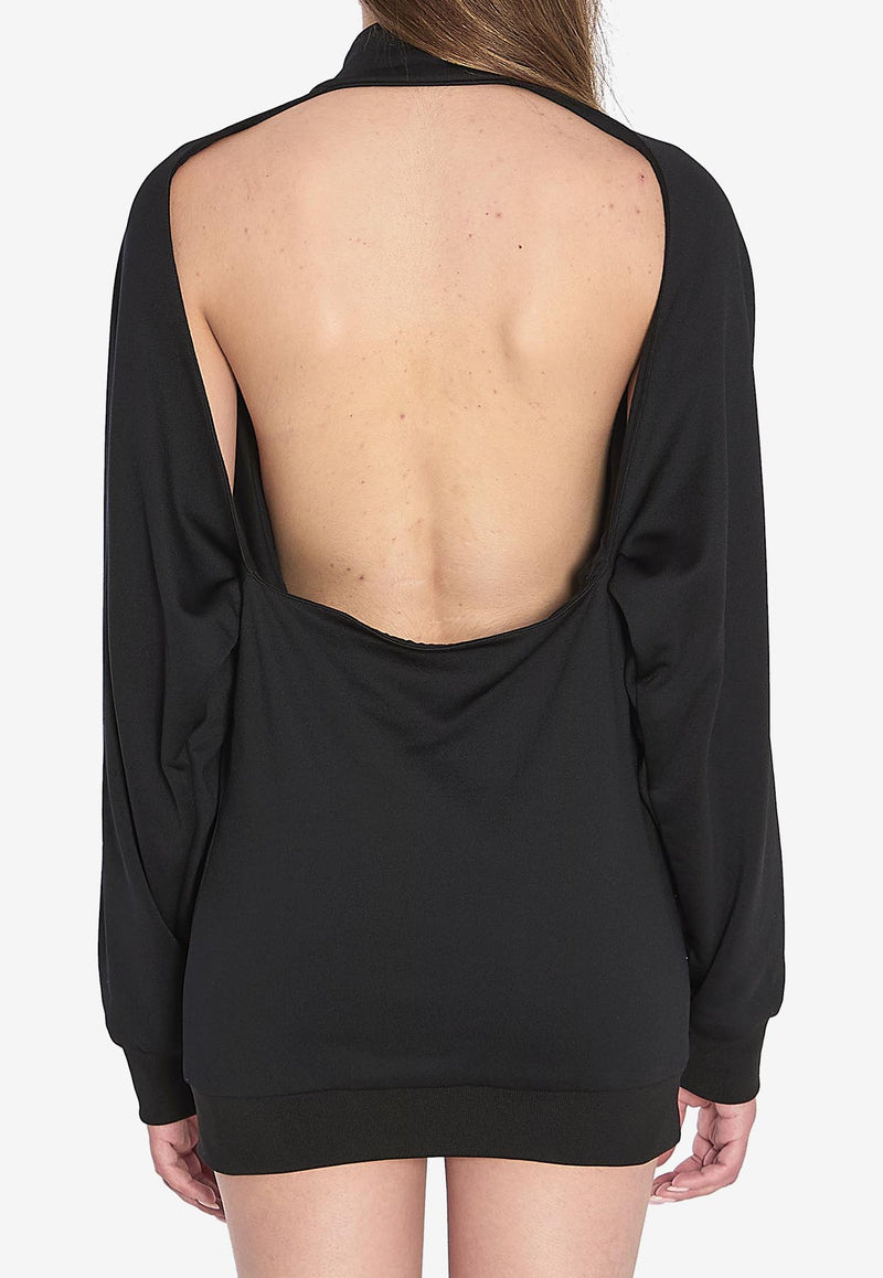 Balenciaga Open-Back Tracksuit Mini Dress Black 838779-TMV15-1000