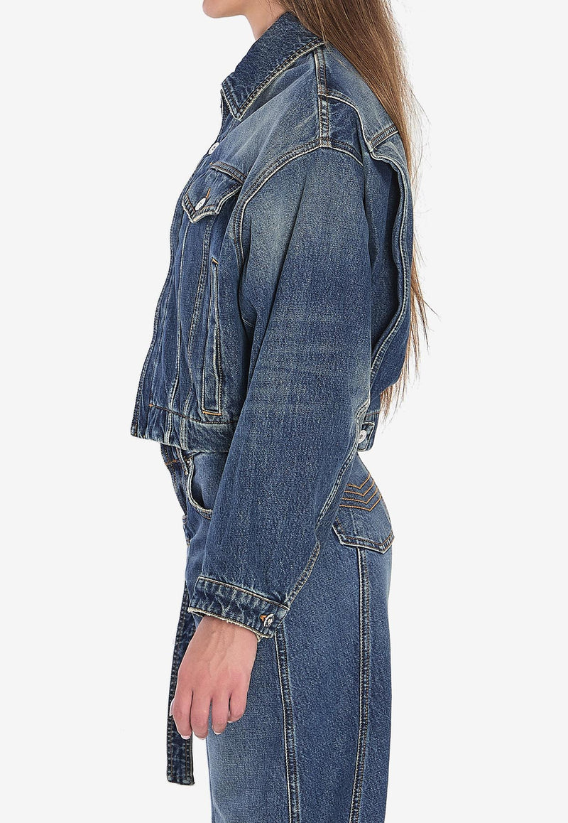 Jean Paul Gaultier Chest Strap Faded Denim Jacket Blue W-JA004-D024-57