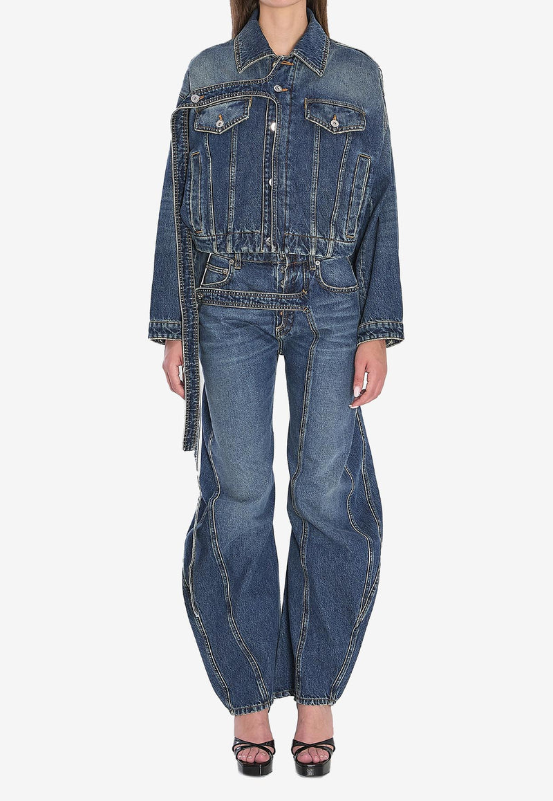 Jean Paul Gaultier Chest Strap Faded Denim Jacket Blue W-JA004-D024-57