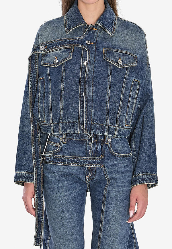 Jean Paul Gaultier Chest Strap Faded Denim Jacket Blue W-JA004-D024-57