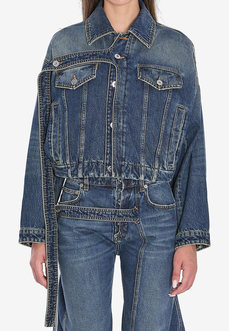 Jean Paul Gaultier Chest Strap Faded Denim Jacket Blue W-JA004-D024-57