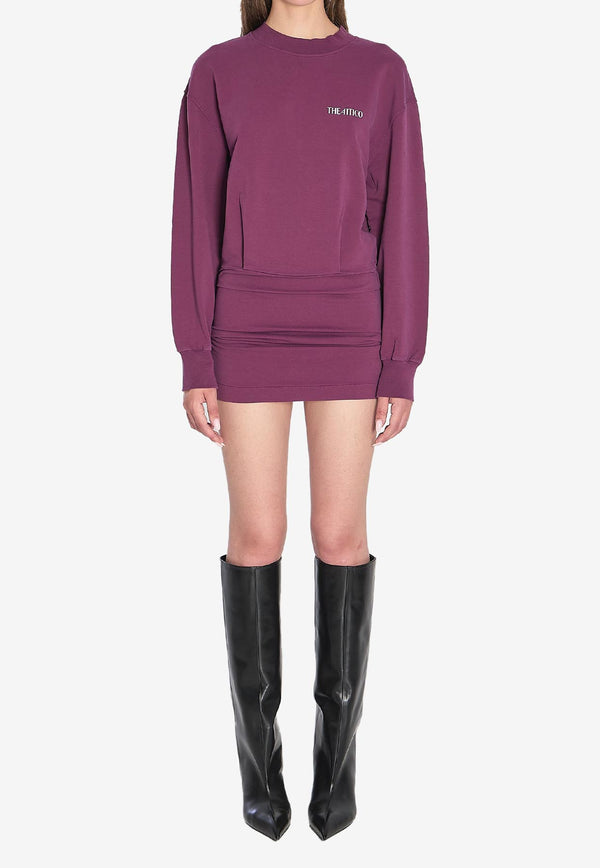 The Attico Draped Mini Sweatshirt Dress Purple 251WCA00393-06AA-114