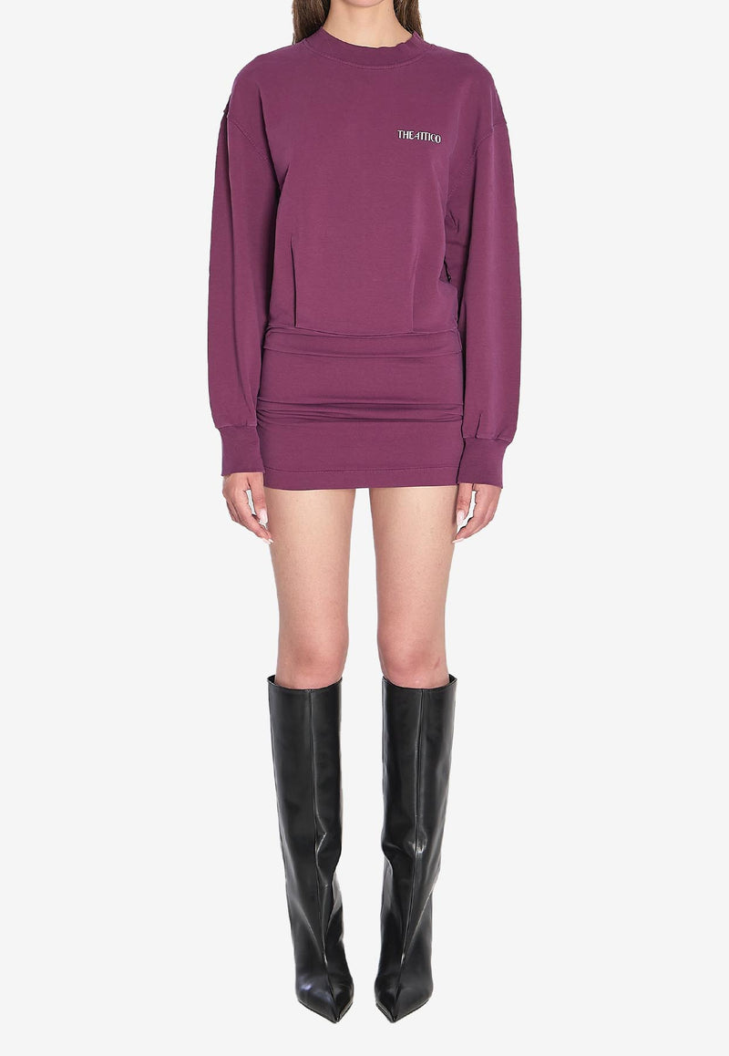 The Attico Draped Mini Sweatshirt Dress Purple 251WCA00393-06AA-114