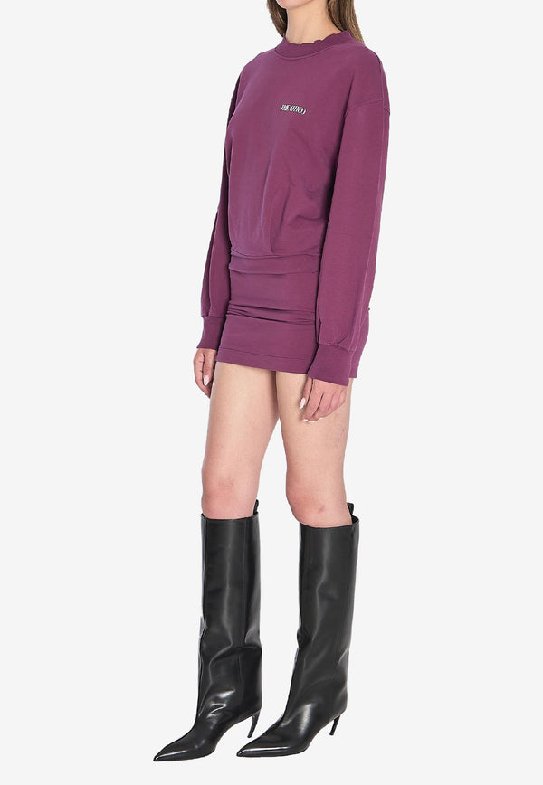 The Attico Draped Mini Sweatshirt Dress Purple 251WCA00393-06AA-114