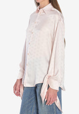 Balenciaga BB Logo Jacquard Silk Shirt Pink 830989-TSN10-9505