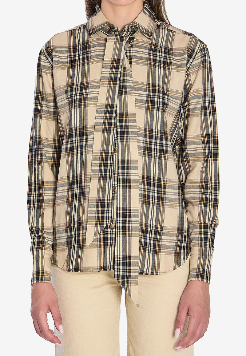 Saint Laurent Lavallière Cassandre Brighton Check Shirt Beige 838890-Y31VA-7300