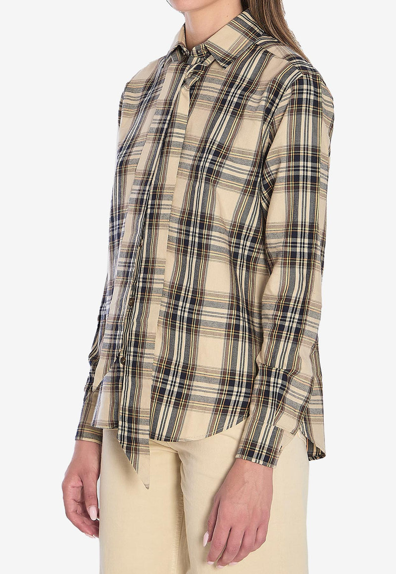 Saint Laurent Lavallière Cassandre Brighton Check Shirt Beige 838890-Y31VA-7300