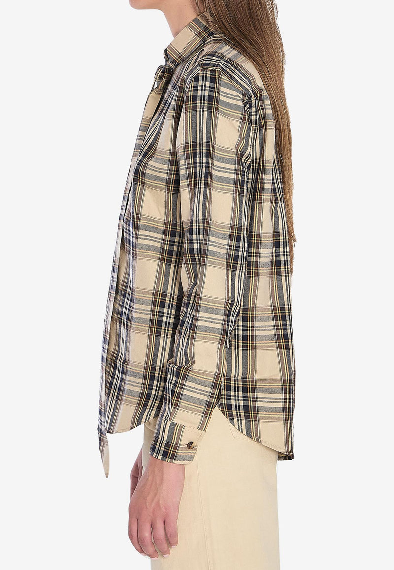 Saint Laurent Lavallière Cassandre Brighton Check Shirt Beige 838890-Y31VA-7300