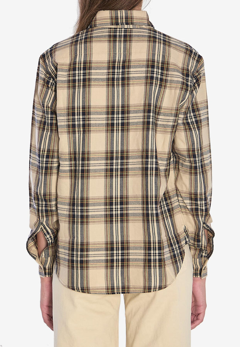 Saint Laurent Lavallière Cassandre Brighton Check Shirt Beige 838890-Y31VA-7300