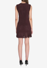 Alaïa Striped Knit Mini Dress Bordeaux AA9R2715K084B--413