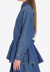 Alaïa Round Long-Sleeved Denim Shirt Blue AA9C0988D004B--505