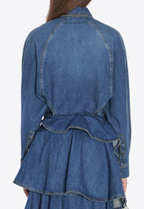 Alaïa Round Long-Sleeved Denim Shirt Blue AA9C0988D004B--505