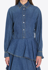 Alaïa Round Long-Sleeved Denim Shirt Blue AA9C0988D004B--505