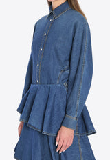 Alaïa Round Long-Sleeved Denim Shirt Blue AA9C0988D004B--505