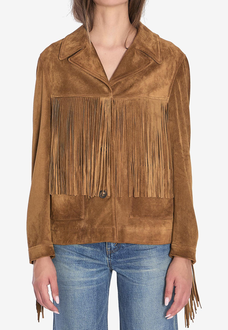 Golden Goose DB Suede Jacket with Fringes Brown GWP02368-P002160-55678