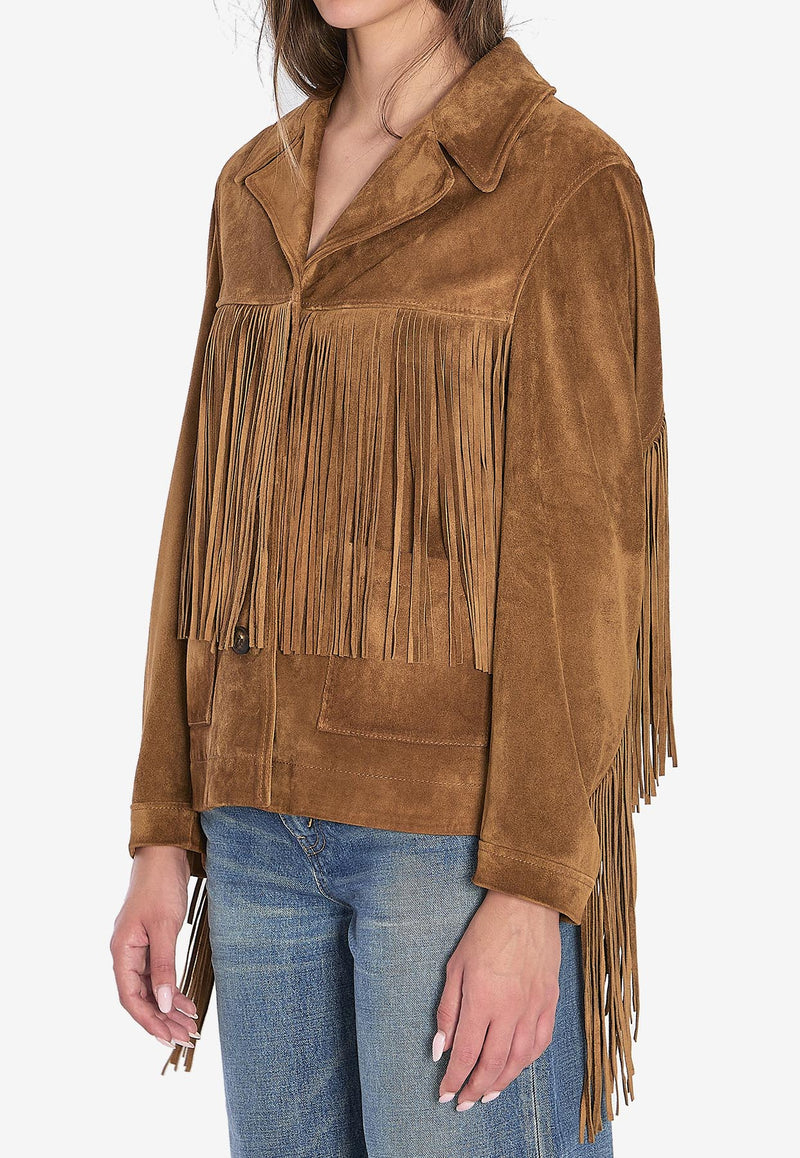 Golden Goose DB Suede Jacket with Fringes Brown GWP02368-P002160-55678