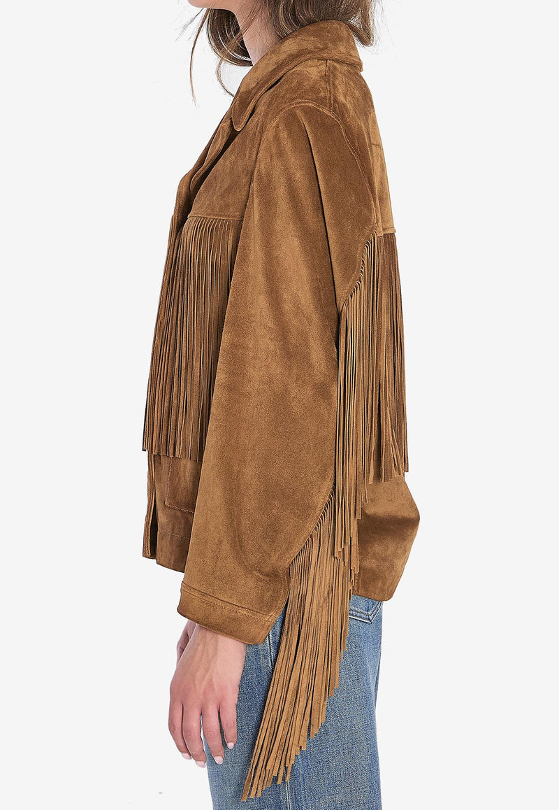 Golden Goose DB Suede Jacket with Fringes Brown GWP02368-P002160-55678