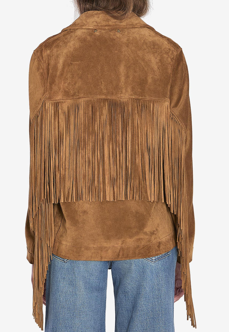 Golden Goose DB Suede Jacket with Fringes Brown GWP02368-P002160-55678