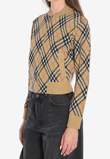 Burberry Check Pattern Zip-Up Cardigan Beige 8110607--C1309