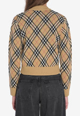 Burberry Check Pattern Zip-Up Cardigan Beige 8110607--C1309