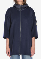 Moncler Logo Patch Zip-Up Cape Blue K20933G00002-M7148-P77