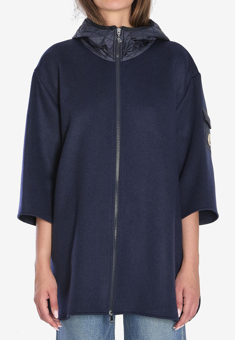Moncler Logo Patch Zip-Up Cape Blue K20933G00002-M7148-P77