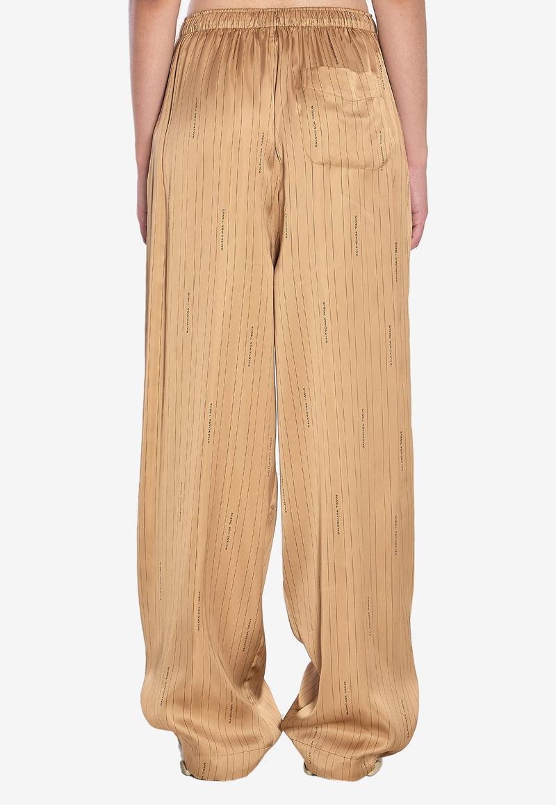Balenciaga Striped Wide-Leg Pants Beige 847154-TSLA6-2684