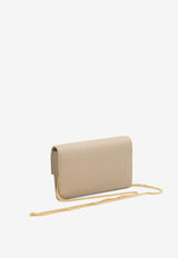 Saint Laurent Uptown Grain De Poudre Leather Chain Clutch Beige 607788-1GF0J-2721