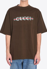 Gucci Logo Web Print T-shirt Brown 798115-XJHDG-2240