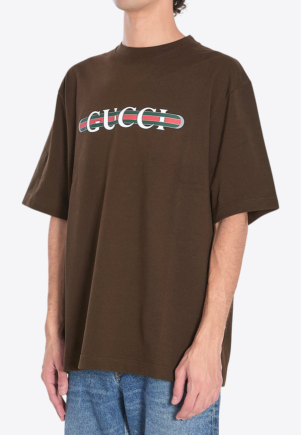 Gucci Logo Web Print T-shirt Brown 798115-XJHDG-2240