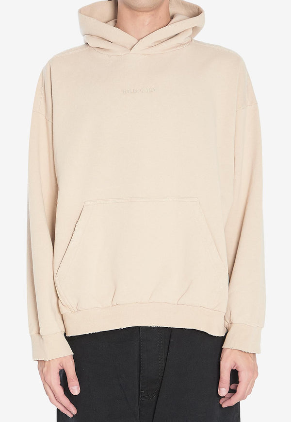 Balenciaga Logo Embroidered Hooded Sweatshirt Beige 767877-TSVP1-9661