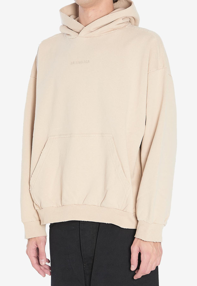 Balenciaga Logo Embroidered Hooded Sweatshirt Beige 767877-TSVP1-9661