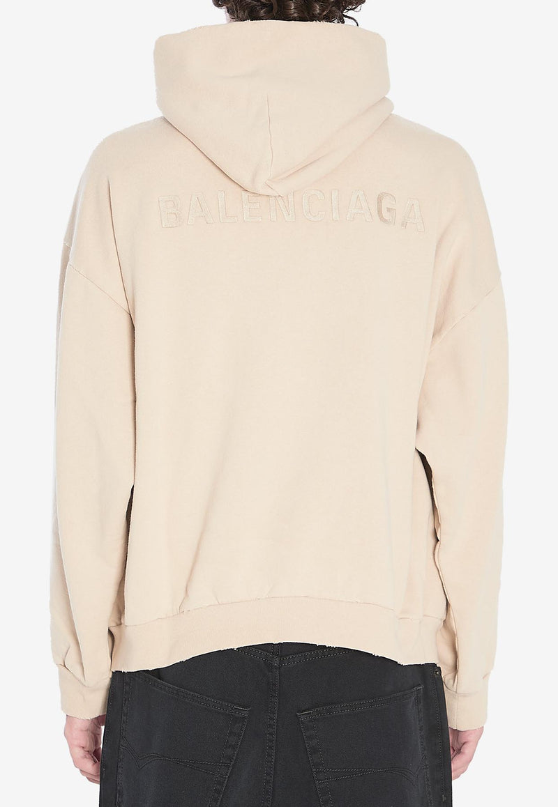 Balenciaga Logo Embroidered Hooded Sweatshirt Beige 767877-TSVP1-9661