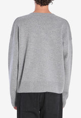 AMI PARIS V-neck Wool-Blend Sweater Gray UKS820-KN0071-050
