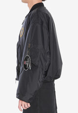 Balenciaga Logo Patch Oversized Bomber Jacket Black 839101-TOO04-1000