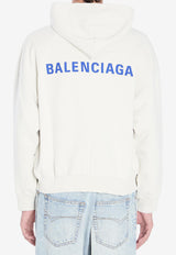 Balenciaga Logo Embroidered Zipped Hoodie White 803264-TSVP1-8016
