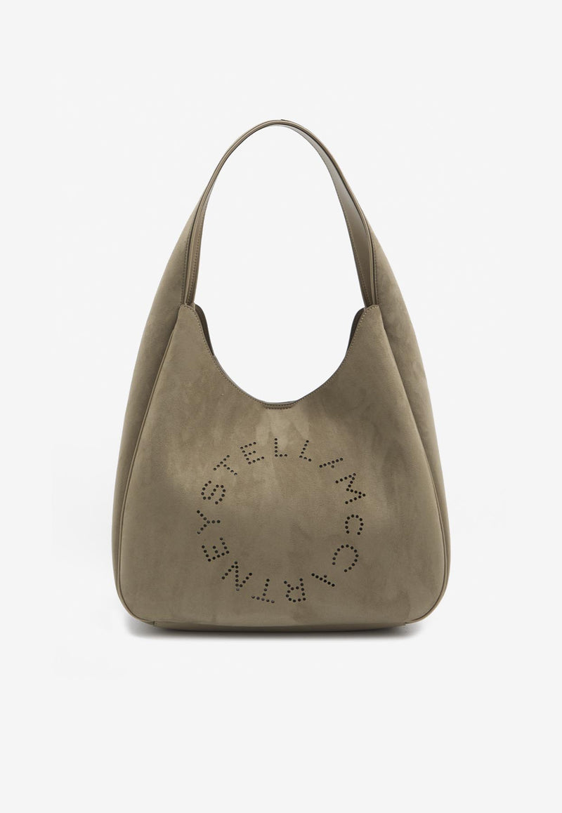 Stella McCartney Large Studded Logo Suede Hobo Bag Khaki 7B0102WP0590--2942