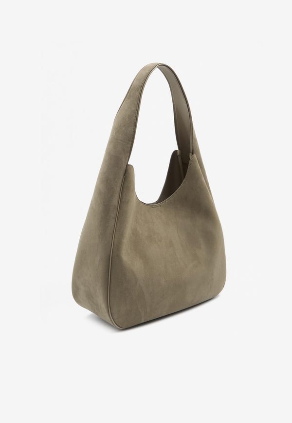 Stella McCartney Large Studded Logo Suede Hobo Bag Khaki 7B0102WP0590--2942