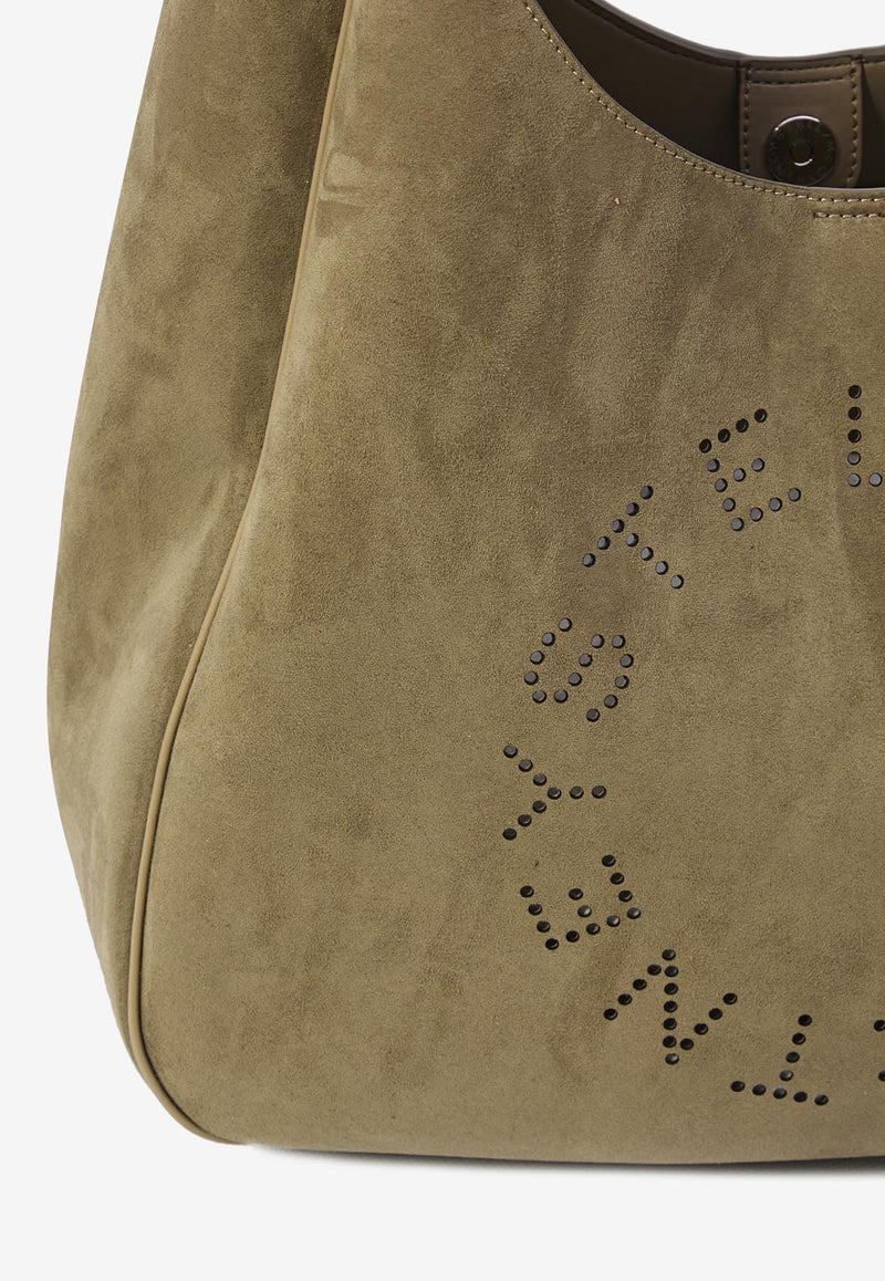 Stella McCartney Large Studded Logo Suede Hobo Bag Khaki 7B0102WP0590--2942