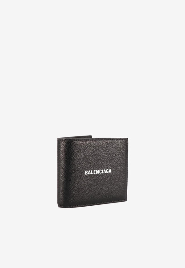 Balenciaga Cash Square Bi-Fold Leather Wallet Black 594549-1IZI3-1090