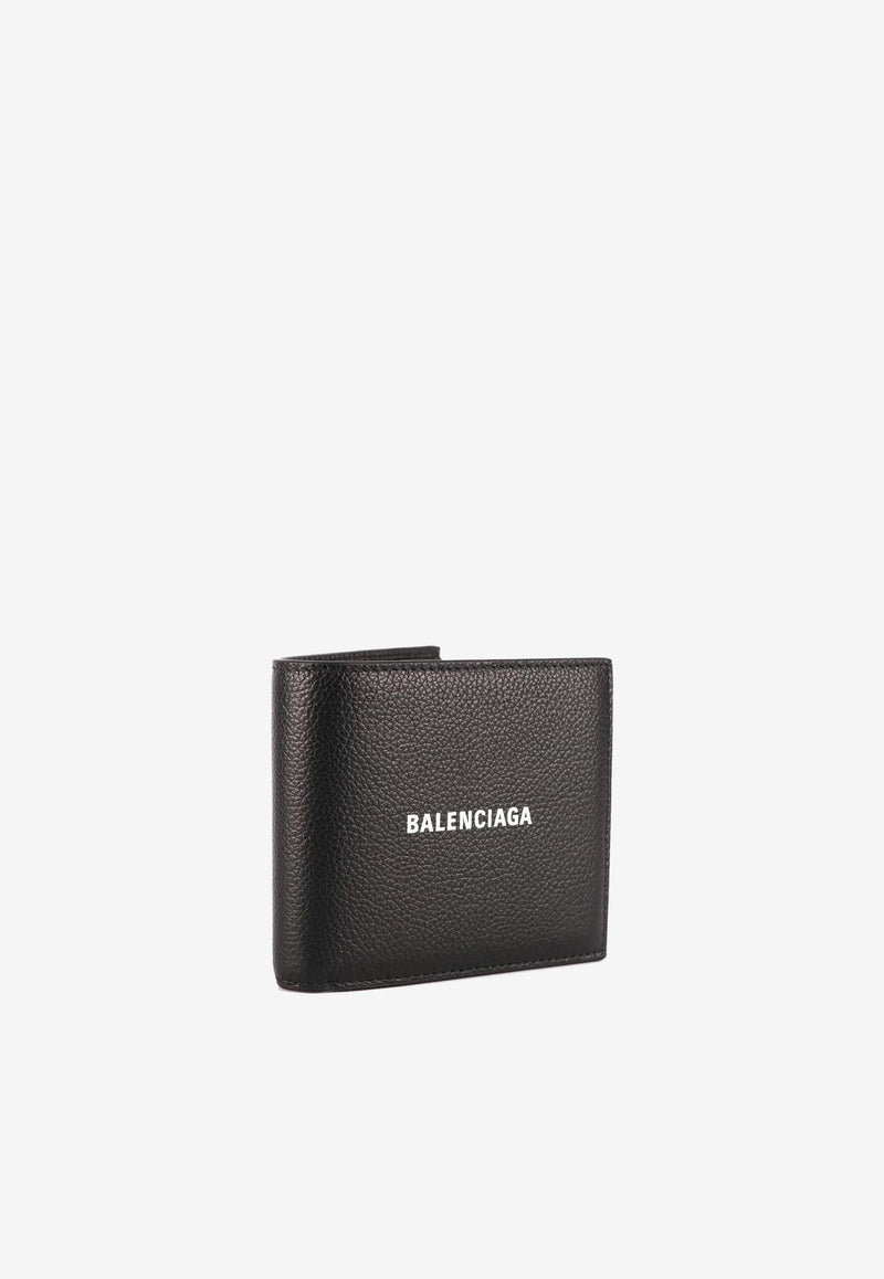 Balenciaga Cash Square Bi-Fold Leather Wallet Black 594549-1IZI3-1090