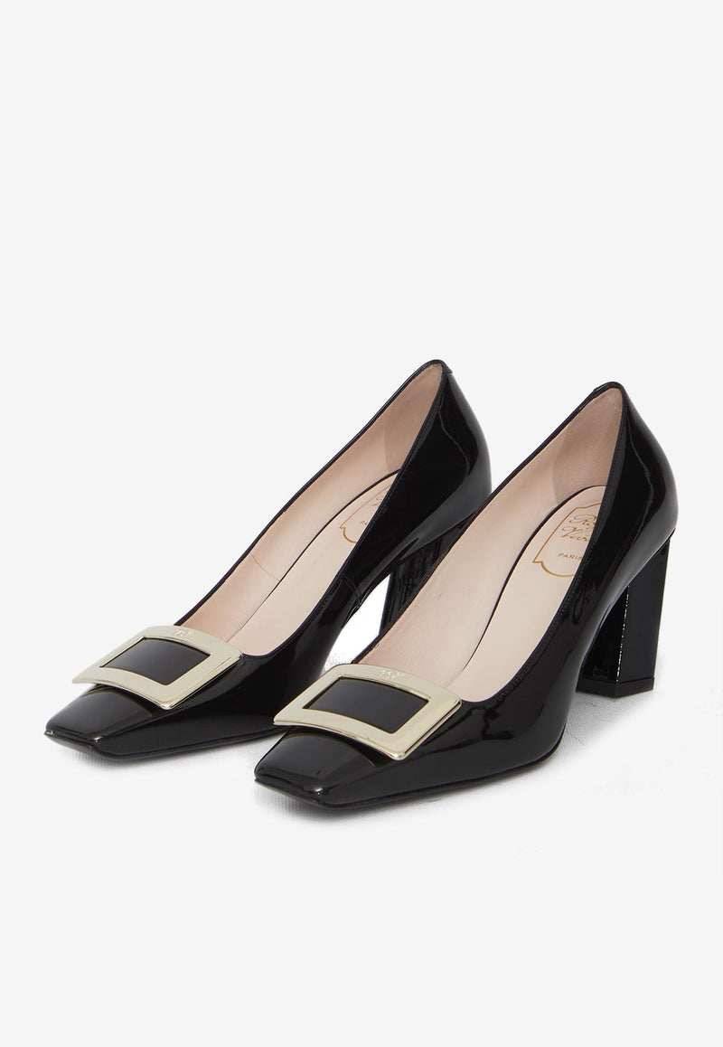 Roger Vivier Belle Vivier 75 Patent Leather Pumps Black RVW71300920-D1P-B999