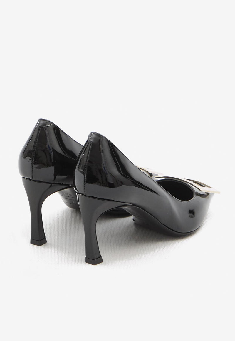 Roger Vivier Trompette 70 Patent Leather Pumps Black RVW40015280-D1P-B999