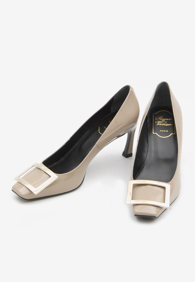 Roger Vivier Trompette 70 Patent Leather Pumps Beige RVW40015280-D1P-C415