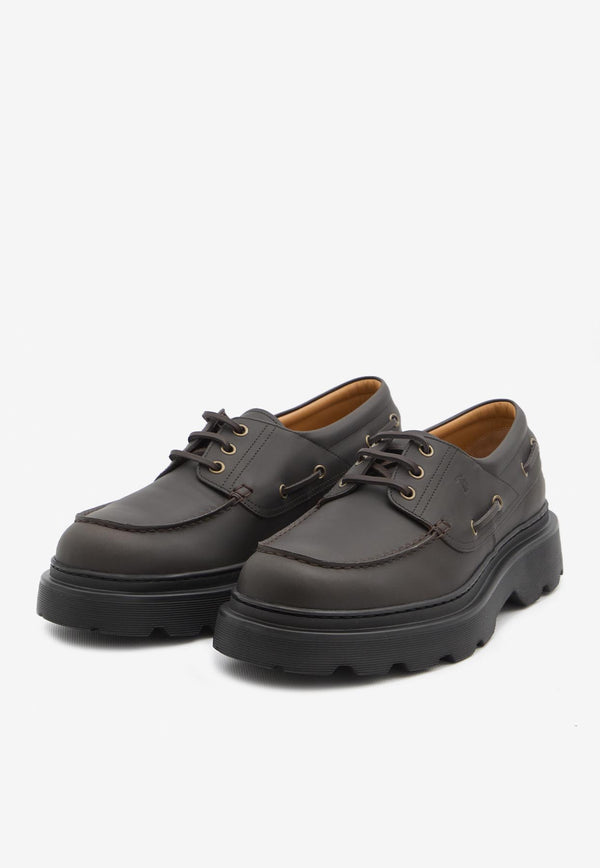 Tod's Tank Tread Boat Lace-Up Shoes Dark Brown XXM24L0JP00-UFS-S808