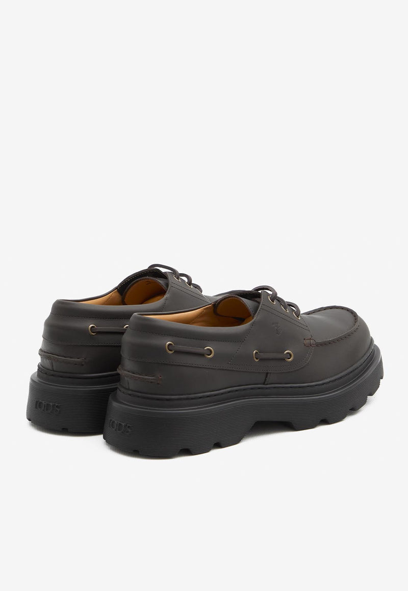 Tod's Tank Tread Boat Lace-Up Shoes Dark Brown XXM24L0JP00-UFS-S808