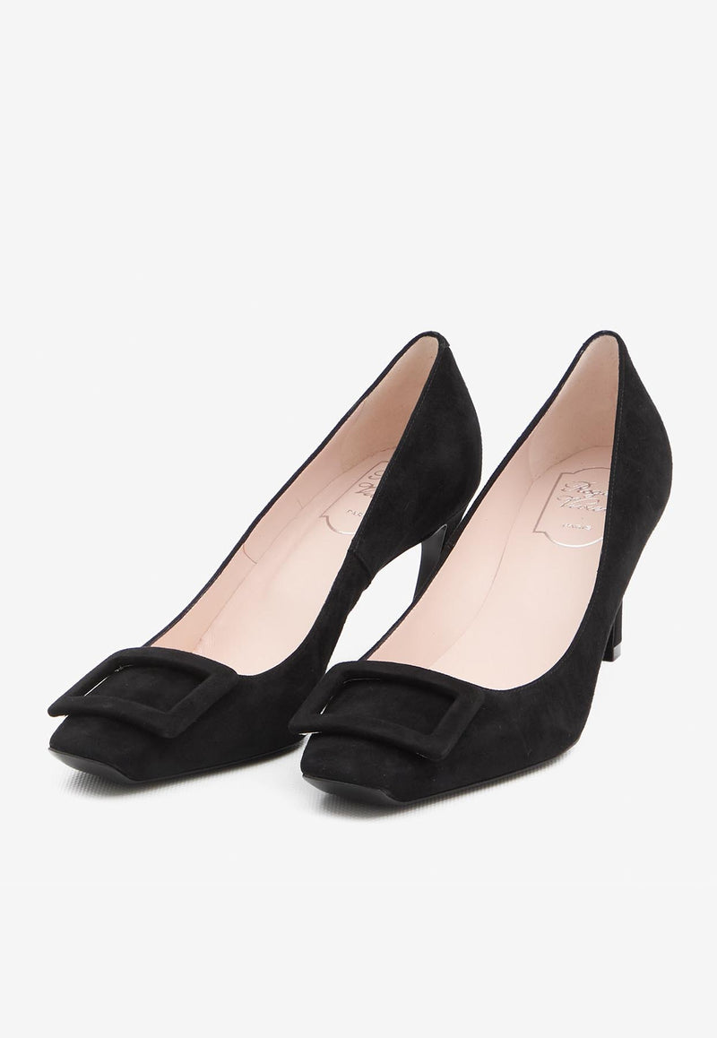 Roger Vivier Trompette 70 Suede Pumps Black RVW40026800-HR0-B999