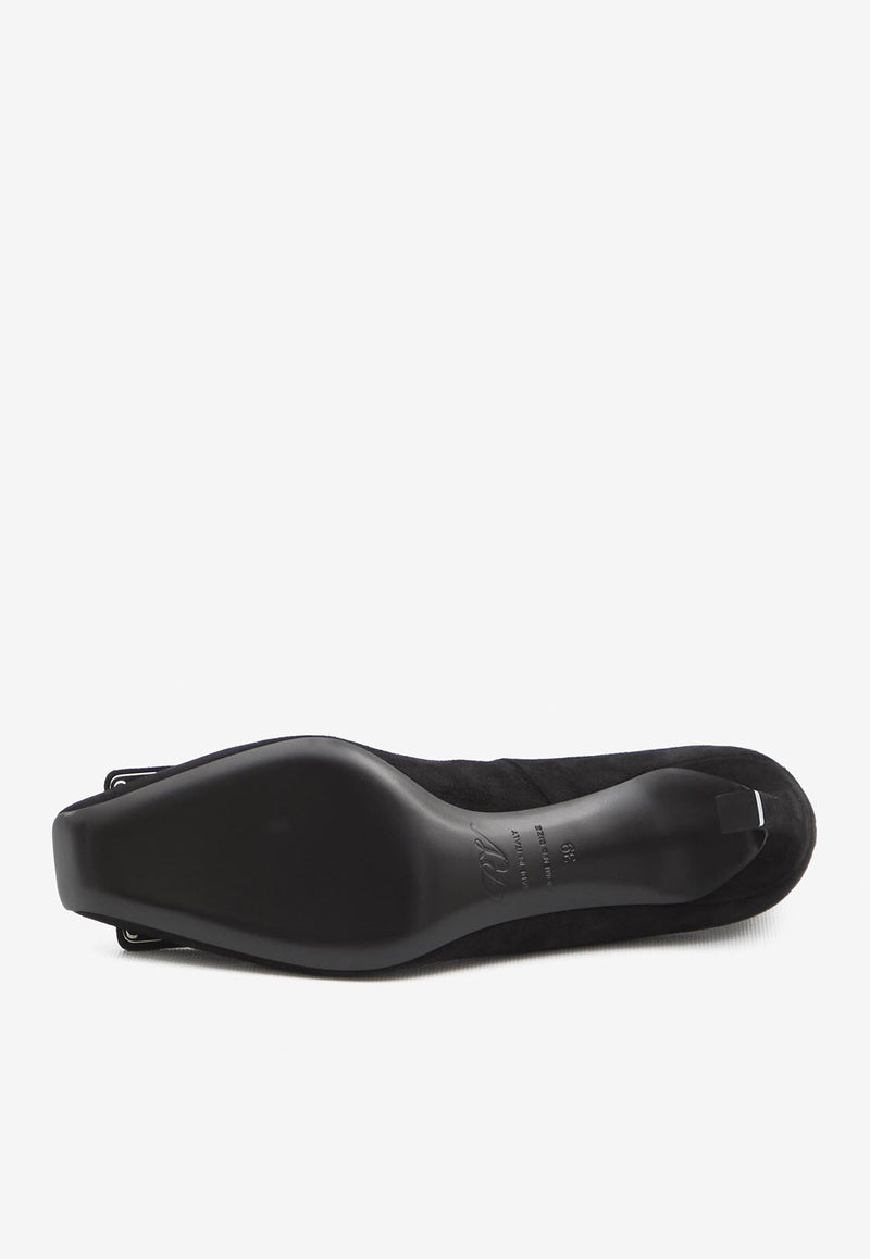 Roger Vivier Trompette 70 Suede Pumps Black RVW40026800-HR0-B999