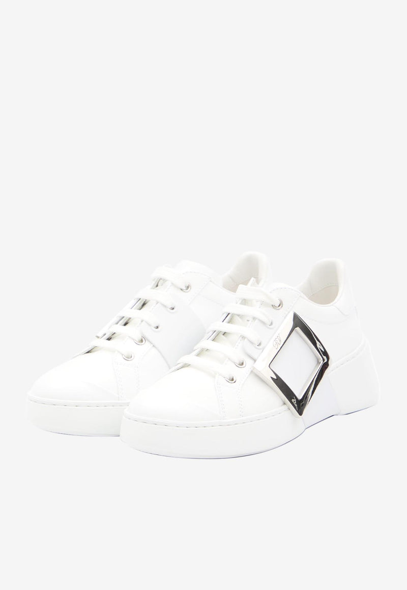 Roger Vivier Viv' Skate Leather Low-Top Sneakers White RVW54226150-LXQ-B001